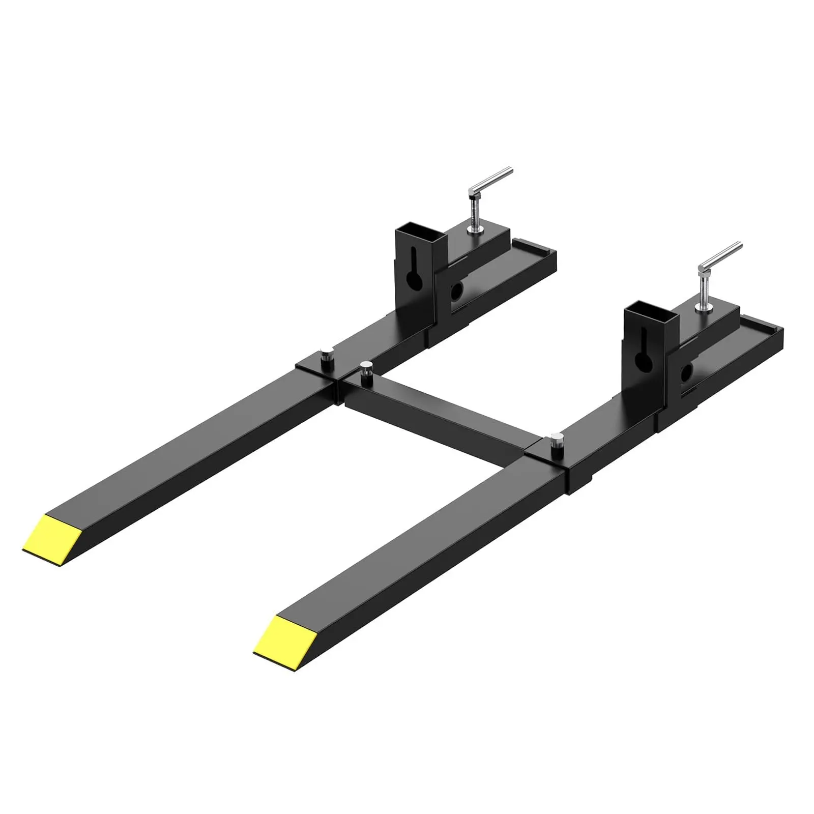 Heavy Duty 43" Clamp-On Pallet Forks for Tractor Loader – 2000 lbs Capacity – Adjustable Fork Attachment with Stabilizer Bar – Fits Skid Steer and Loader Bucket – Ideal for Material Handling, Lumber, Debris, Hay