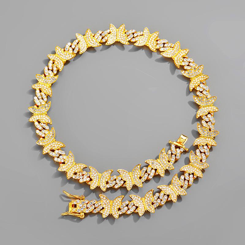 Butterfly Diamond Cuban Chain Fashionable Luxury Necklace Sweater