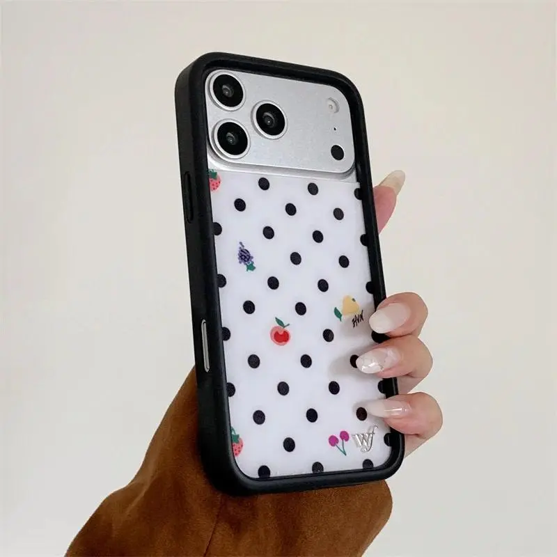 Wildflower Polka Dot & Wave Pattern Phone Case - iOS Devices Accessories for iPhone 17,16,15,14,13,12 Pro Max Plus with Air Music Notation Design