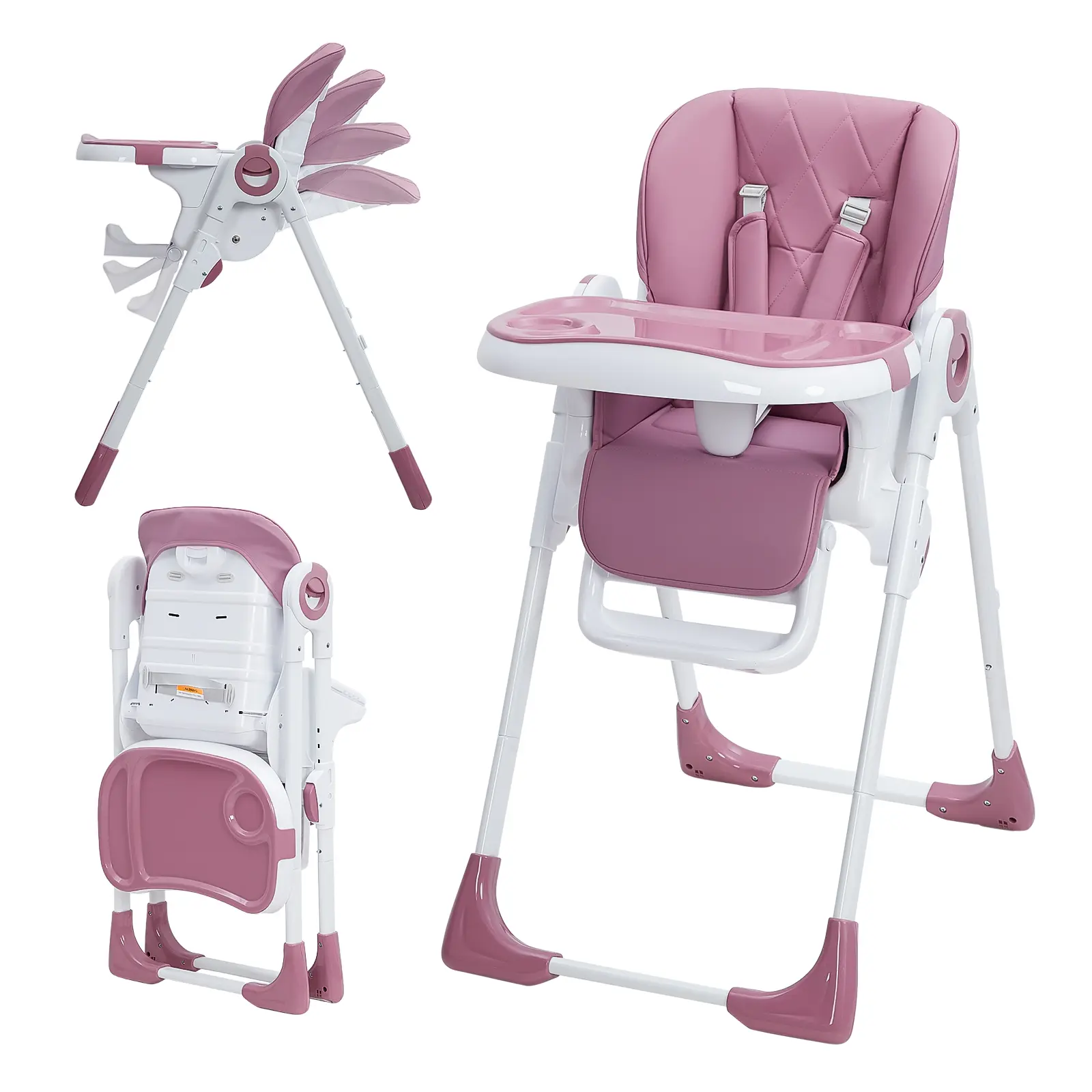 Garvee Multifunctional Baby High Chair - Adjustable Height & Recline, Foldable Design, Removable Tray for Easy Cleaning - Infant Feeding Chair