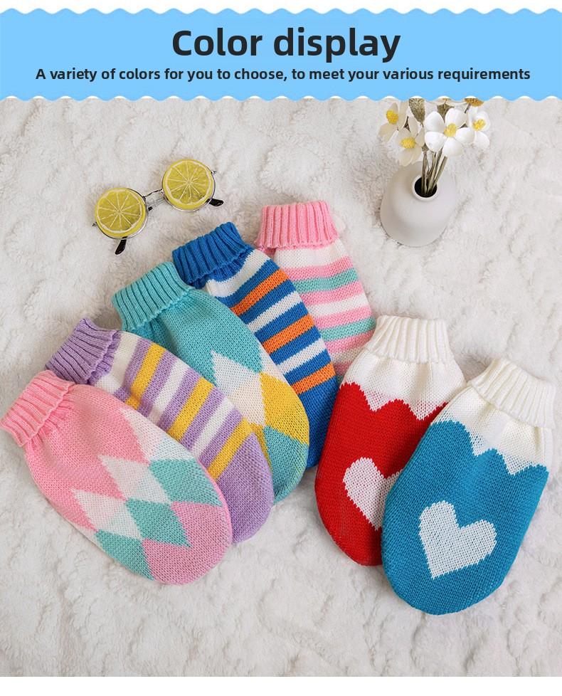 New Pet Knitted Sweater Fall Winter Warm 2-Leg Dog Clothes Multiple Colors Soft Knitwear for Small Medium Dogs Gold Plated Custom Collar shoes