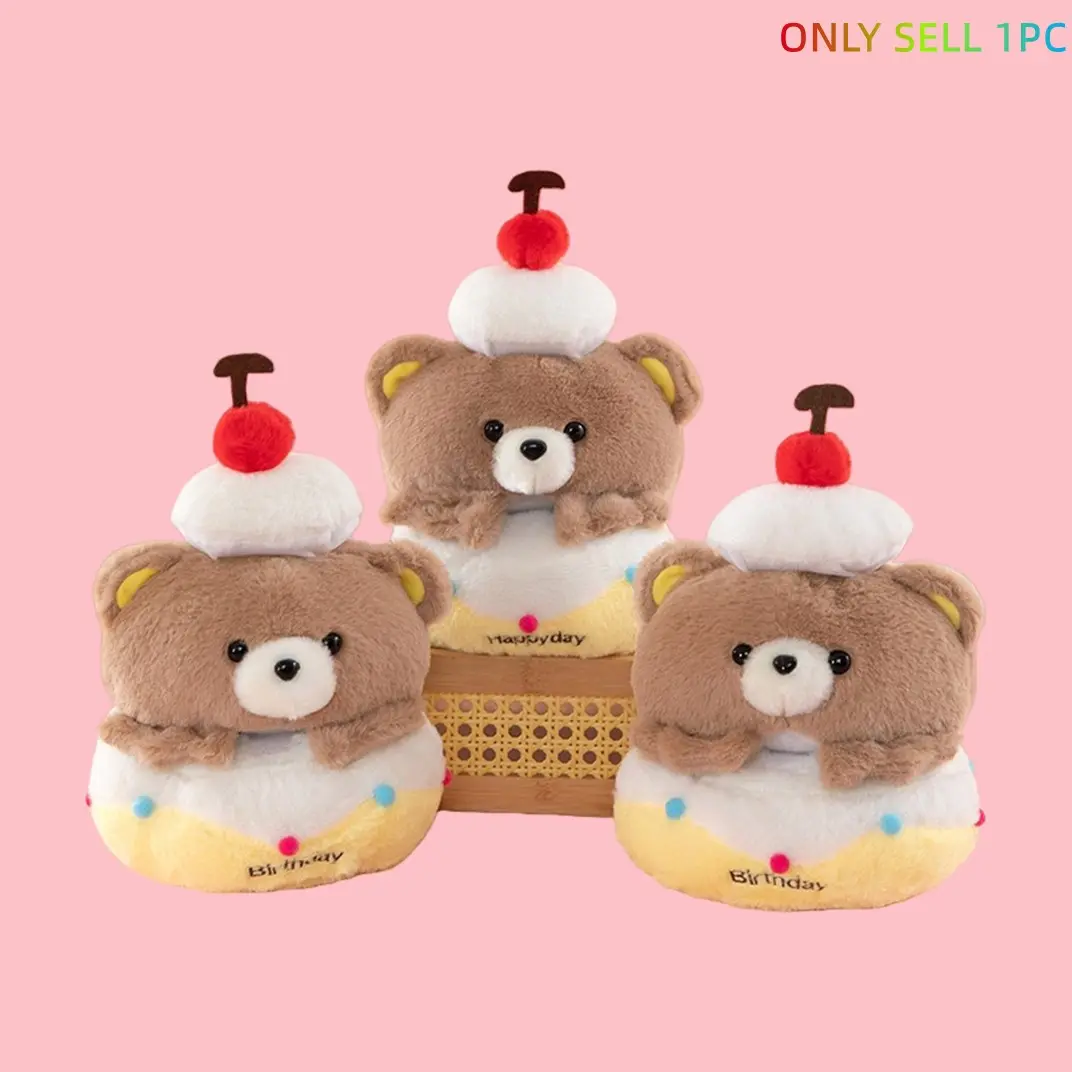 Adjustable cake-shaped teddy bear plush toy, perfect for celebrating birthdays, expressing love, making wishes, and adding festive atmosphere to decorations. Ideal as a high-quality birthday gift, Mother’s Day gift, anniversary gift, Valentine’s Day gift