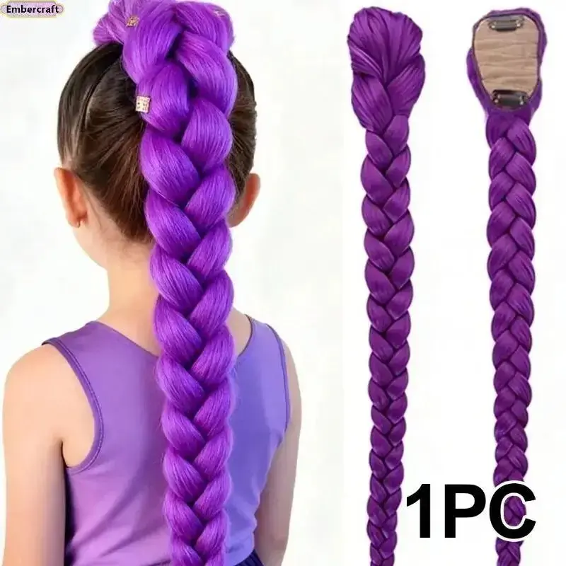 26 Inch Long Box Braided Synthetic Wig Heat Resistant Breathable Y2K Cosplay Festival Women Kids Hair Accessory