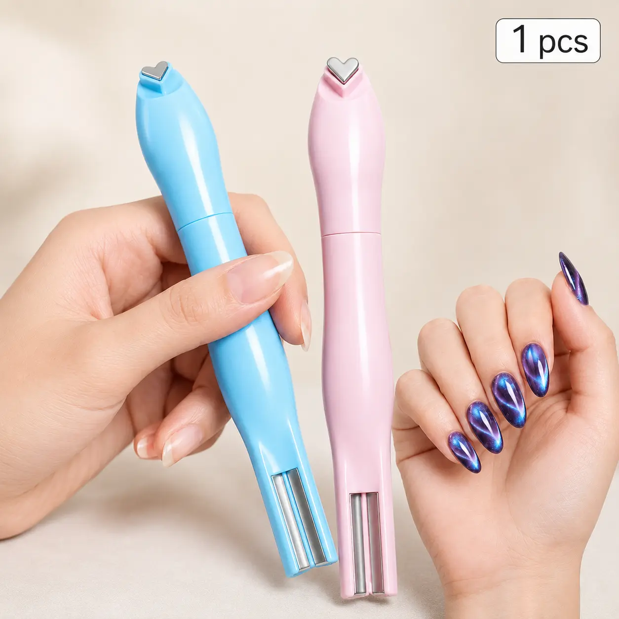 3 in 1 Cat Eye Nail Magnet Tool, Heart and Line Magnetic Pen for Gel Polish Nail Art, DIY Manicure Kit for Salon and Home,halloween,sticky,couple,practical,rosa,cute,day,assort,nylon,foam,july,gift,venus,free,tampa,car,massive