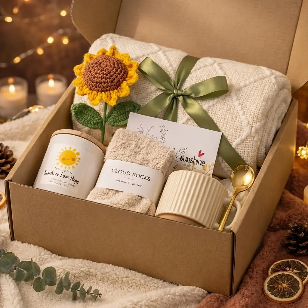 Women's Gift Basket, Sunflower Theme Self-Love Box, Unique Birthday Gift, Perfect for Best Friends, Mothers, Sisters, Anniversary Present, Anniversary Occasion