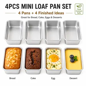 4pcs Mini Loaf Pan Mold Set, Small Metal Rectangular Baking Pans, Bread Cake Molds for Air Fryer, Eggs, Brownies, Desserts, Food Contact Safe