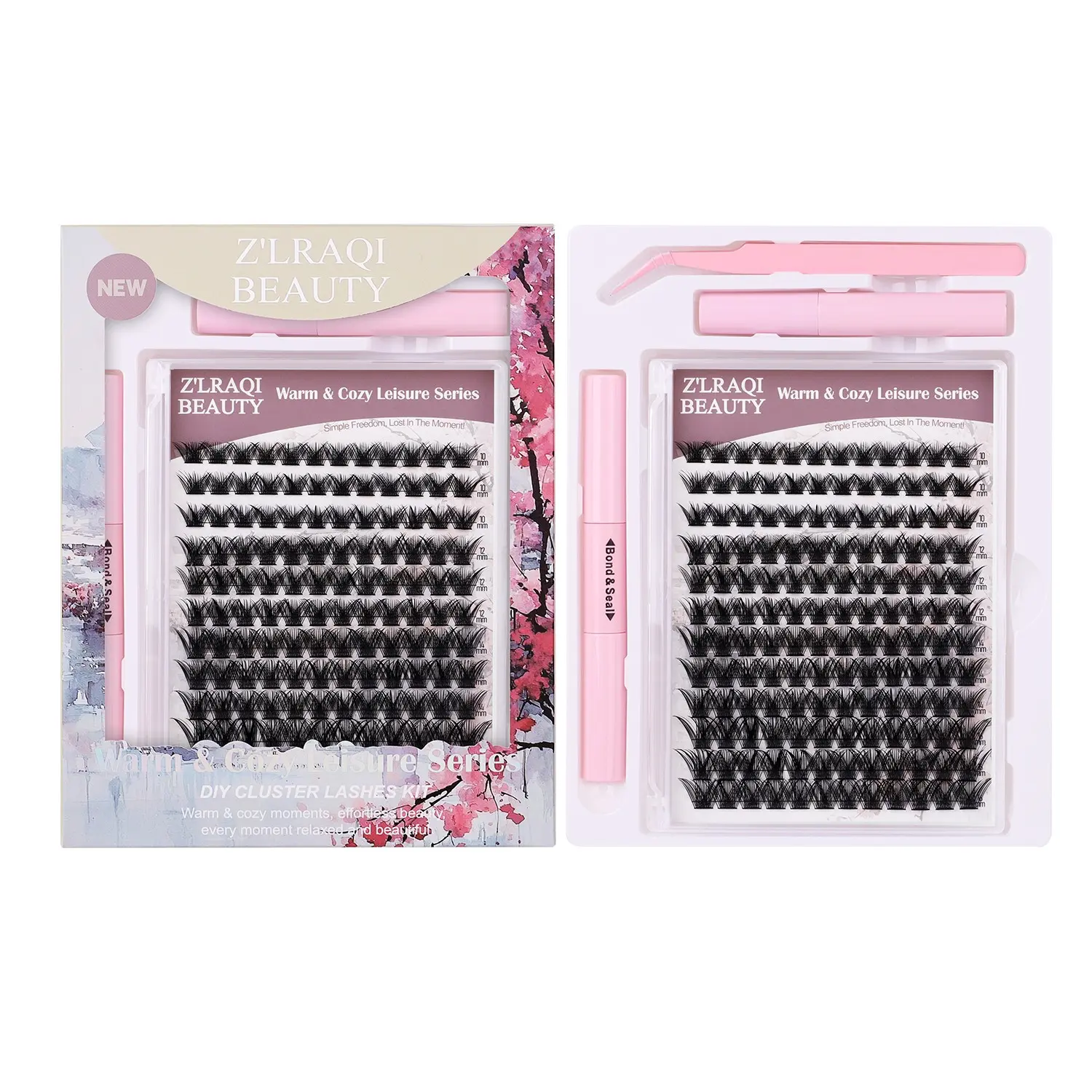 144pcs Self-Adhesive False Eyelashes, DIY Segment Lash Kit, Natural Dense Curl, Suitable for Beginners, Soft and Fashionable