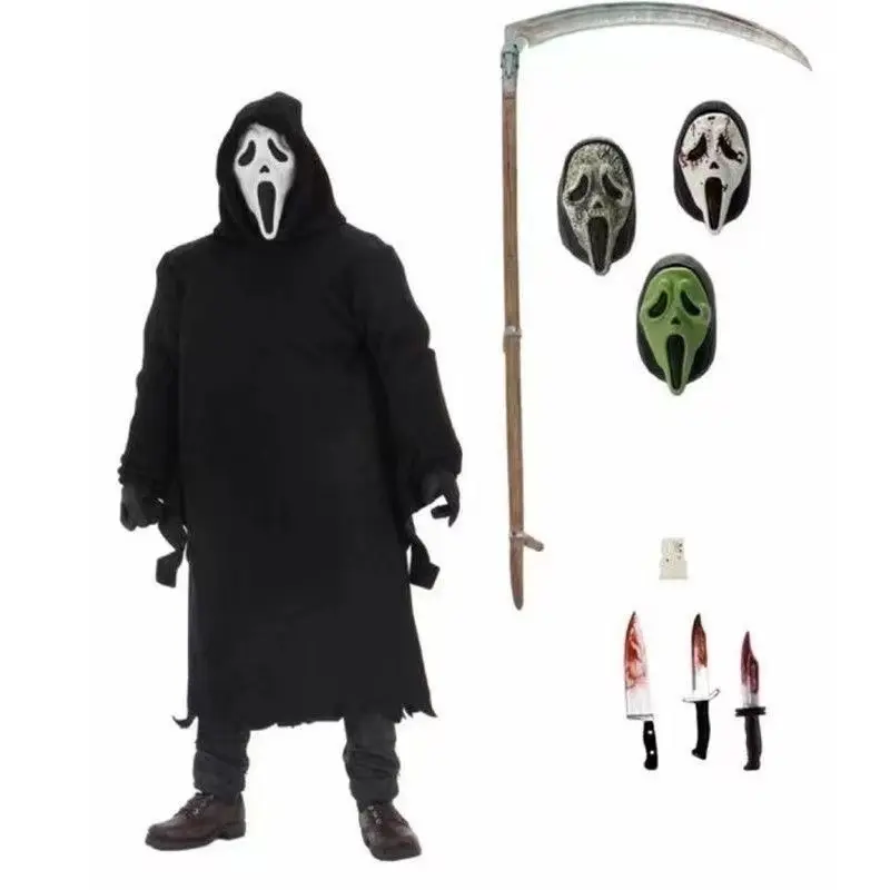 Neca Scream Ghostface Killer Deluxe 7-Inch Collectible Figure, Desktop Decor, Halloween & Christmas Gift, Handheld Model