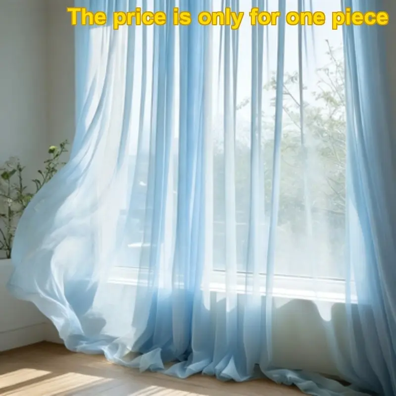 1PC Elegant Light Blue Semi-Transparent Curtain, Wrinkle-Free Breathable Window Decor, Ideal for Weddings Parties Photo Background Home Decoration