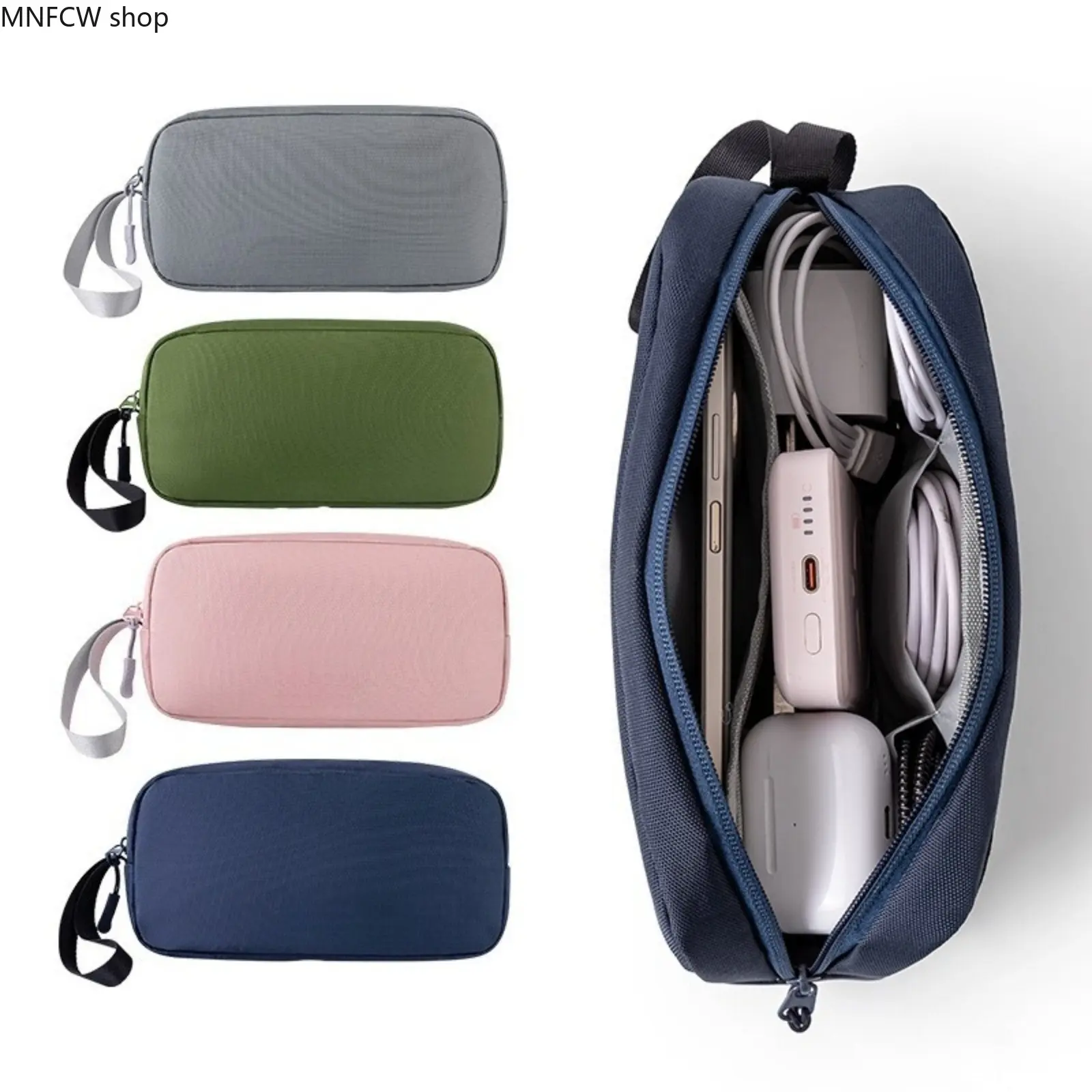 Solid Padded Fabric Outdoor Camping Electronics Organizer - Compact, Functional, No-Bulk Cable, Charger, Power Bank & Phone Storage Pouch, Portable Camping & Hiking Gear Accessory, Tech Organizer, Cable & Charger Storage