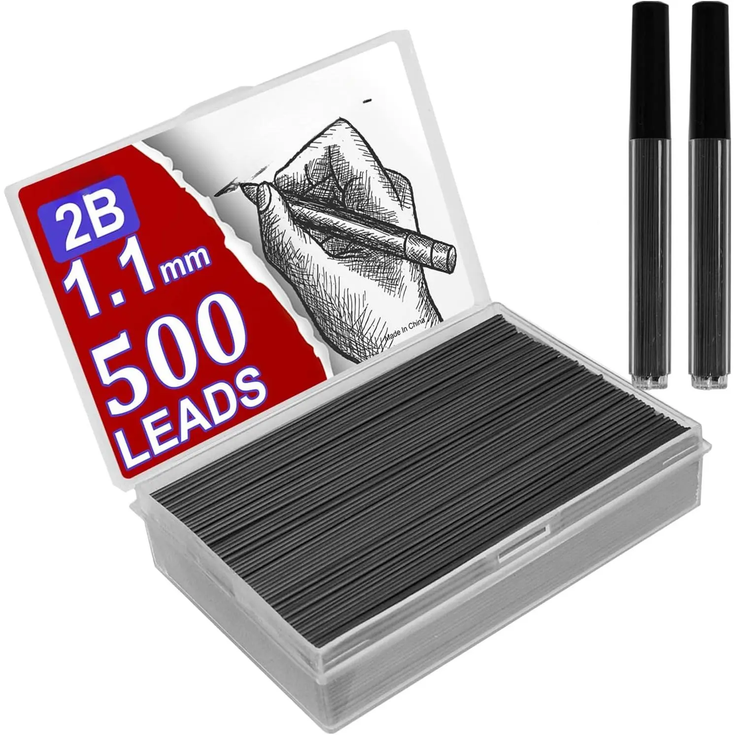 500 count 1.1mm 2B Lead Refills Graphite Mechanical Pencil Lead Break-Resistant for Smooth Writing & Drawing, Compatible with 1.1mm Mechanical Pencils