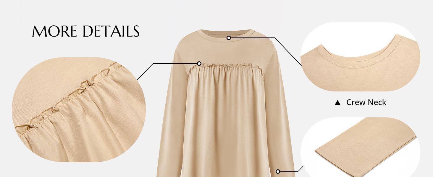 Womens Summer Babydoll Tunic Tops Pleated Short Sleeve Crew Neck Peplum T Shirts Casual Loose Fit Outfits Womenswear Blouse church outfit Breathable Chic