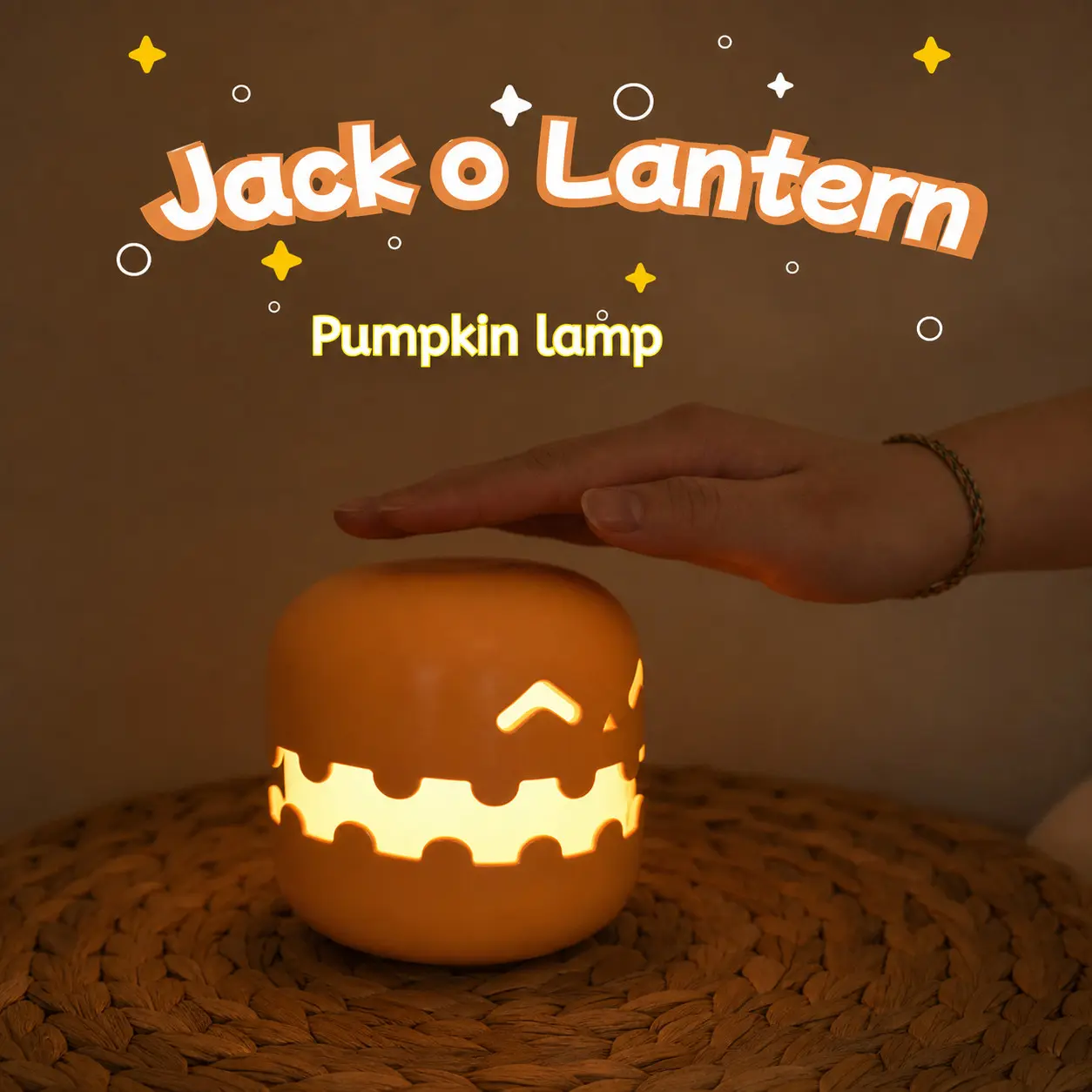 Halloween 4 Inch Light Up Pumpkin Lantern, Push Switch Jack o Lantern Night Light, Trick or Treat Toy Lamp for Party Favors Bedroom Table Decor Birthday Gift