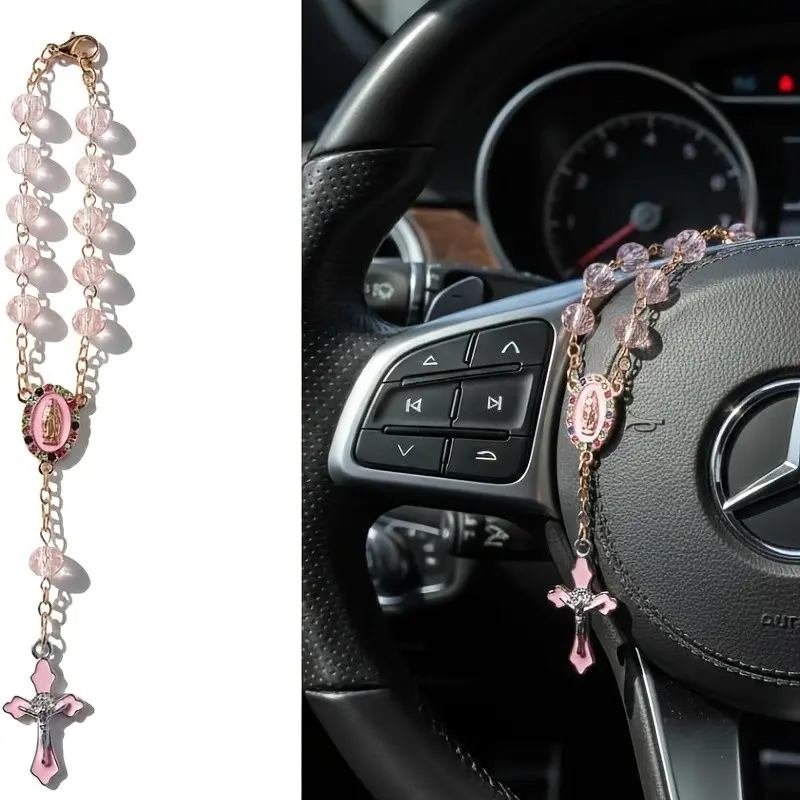 Car Steering Wheel Prayer Bead Hanging Ornament, Unique Keychain, Fashionable Car Pendant Decoration, Valentine's Day Gift, Car Interior Ornaments, Car Decorations Interior, Car Interior Decorative