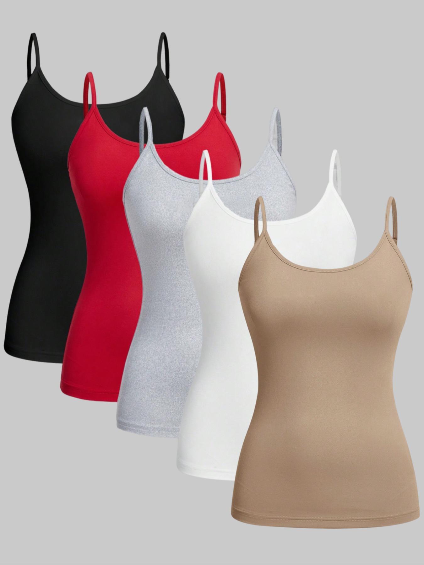 Women's Solid Color Adjustable Spaghetti Strap Cami Top, Casual Sleeveless Top for Daily Wear, Ladies Clothes for All Seasons, Womenswear