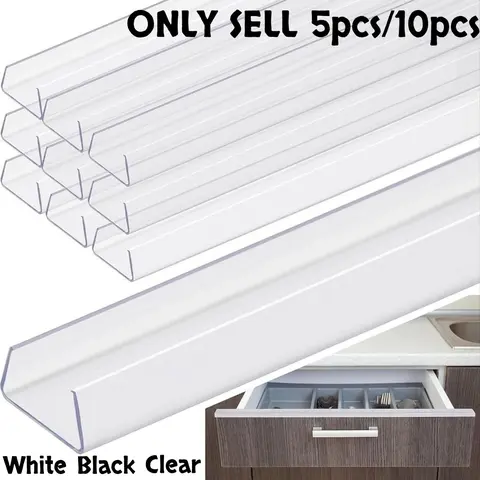 10pcs/5pcs snug-fit 18-inch cabinet door protectors, flexible slip-on plastic edge guards, slim transparent Home cabinet edge protection, prevents wear, cracking, and discoloration, cabinet door buffer