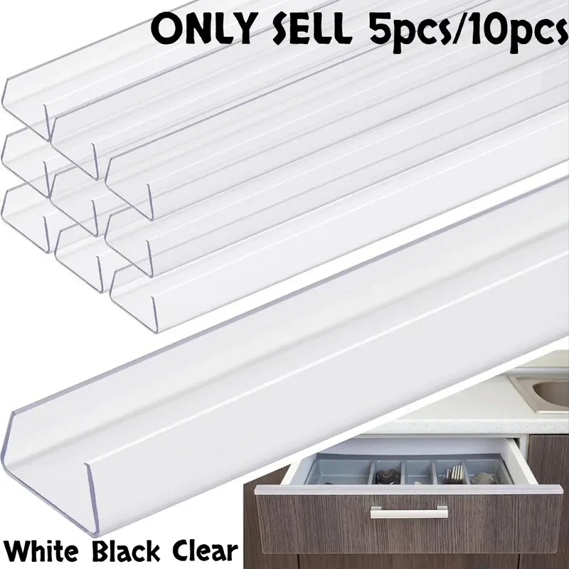 10pcs/5pcs snug-fit 18-inch cabinet door protectors, flexible slip-on plastic edge guards, slim transparent Home cabinet edge protection, prevents wear, cracking, and discoloration, cabinet door buffer