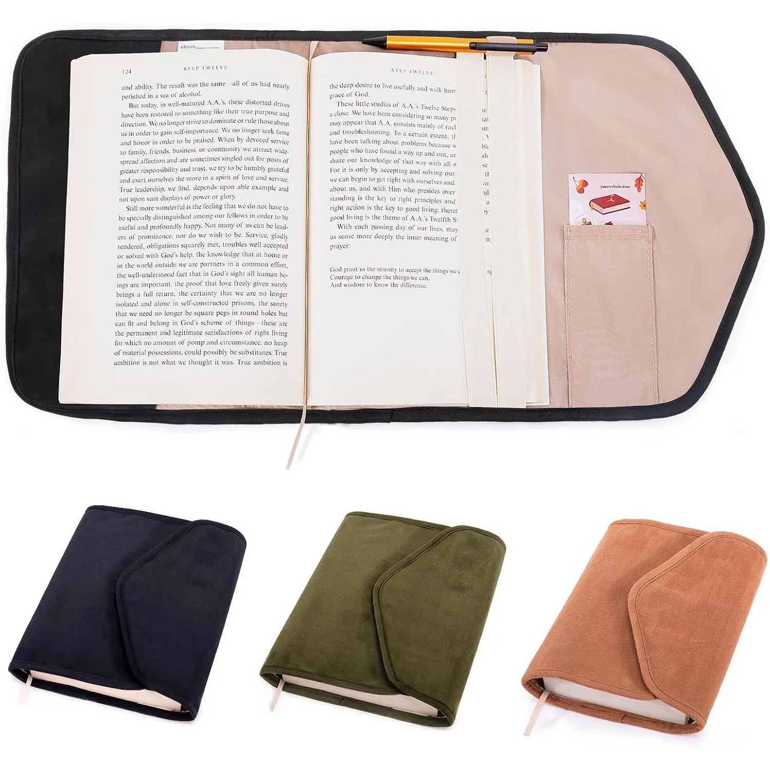 Adjustable Book Cover with   Closure – Soft Protective Book Sleeve for Paperback & Hardcover, Fits Up to 9.5” x 6.5” x 2” Books – Flexible, Washable &  Book Protector
