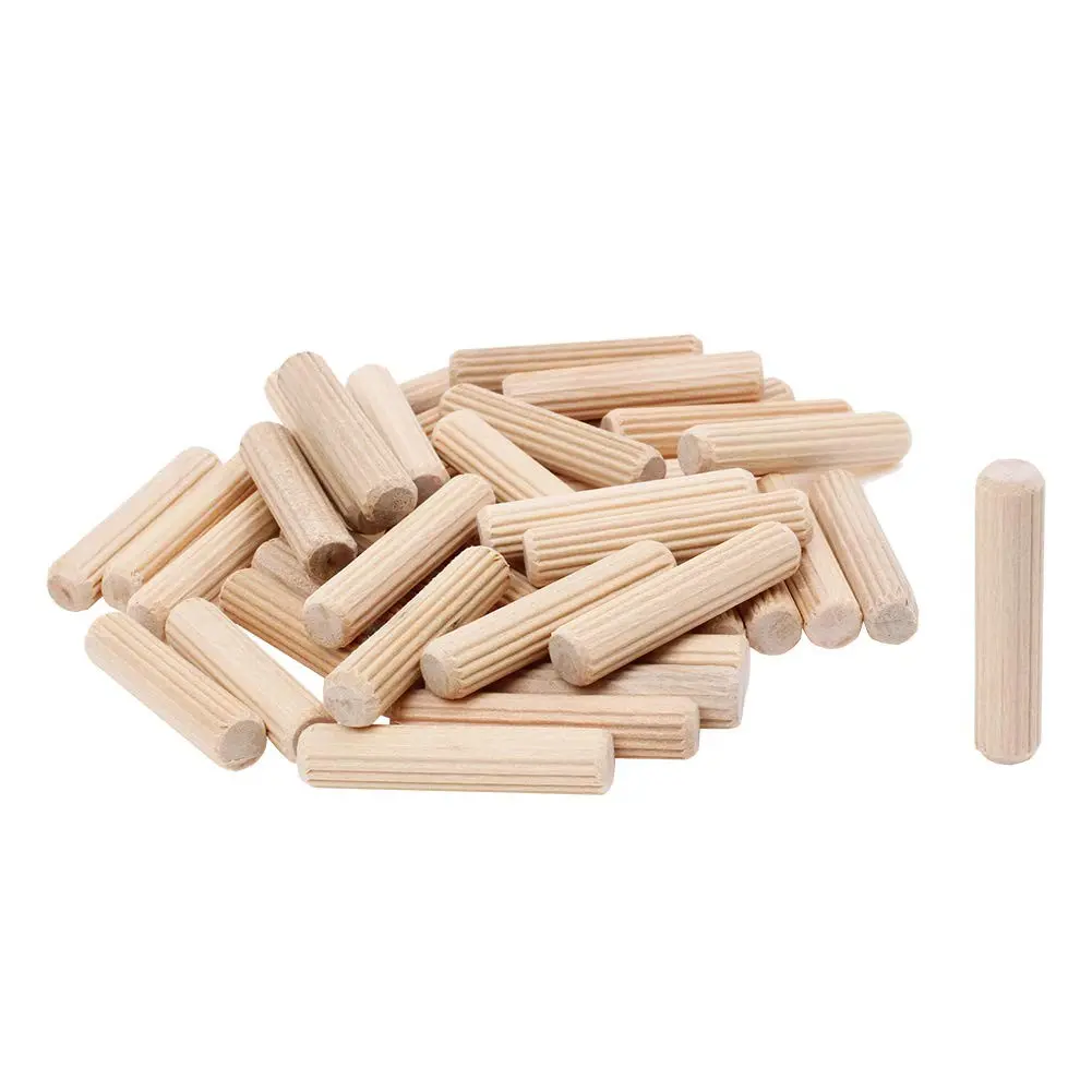 100PCS 5/16" Grooved Hardwood Dowel Pins for Furniture Joinery & Cabinet Making - Strong Straight Wooden Dowels for Wood Joints, Furniture Repair and DIY Woodworking Jig ProjectsGift