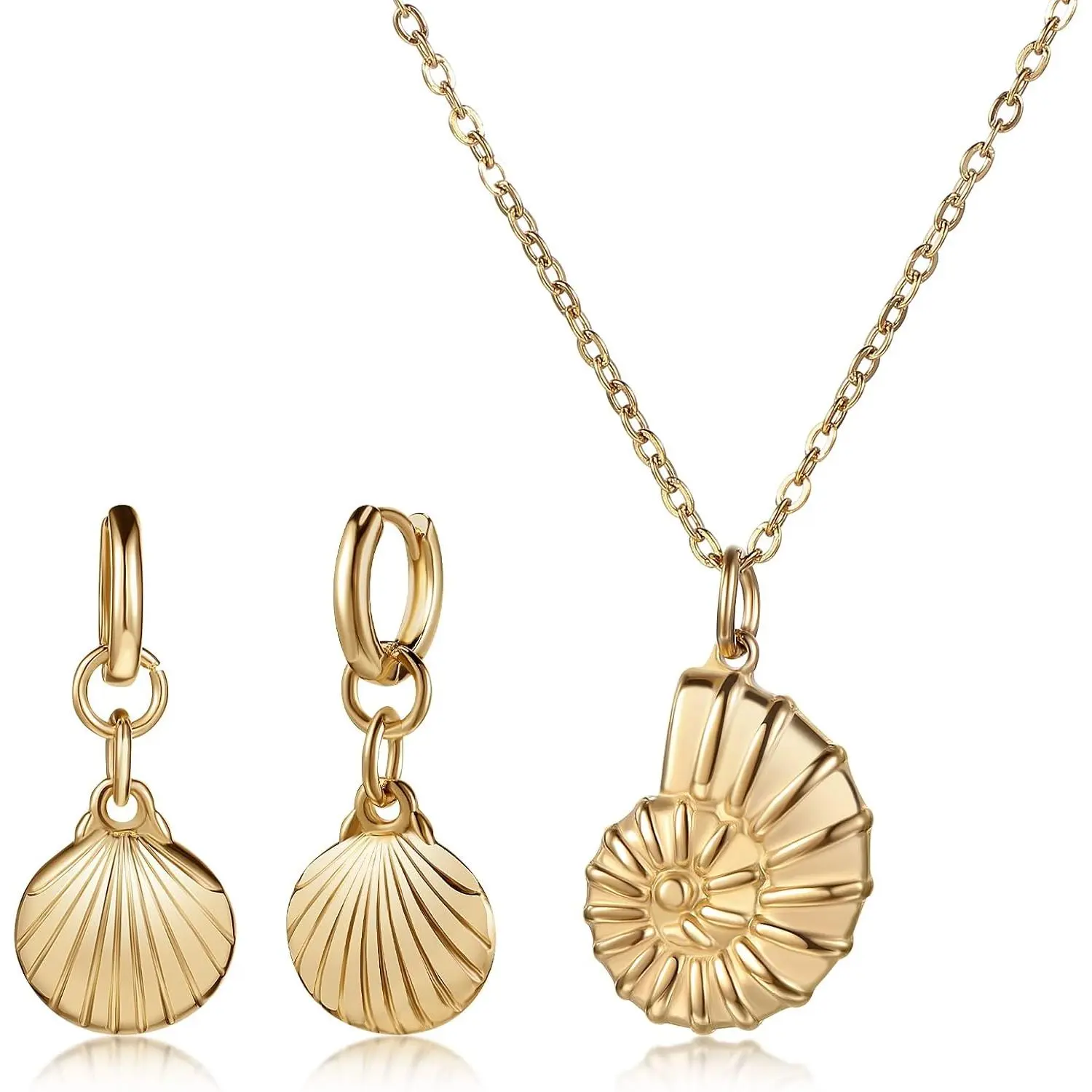 Women's Halloween Costume Jewelry Set - Beach Vibes Female Set, Adjustable Neck Seashell Necklace, Long-Lasting Shine Shell Earrings for Summer Halloween Fun