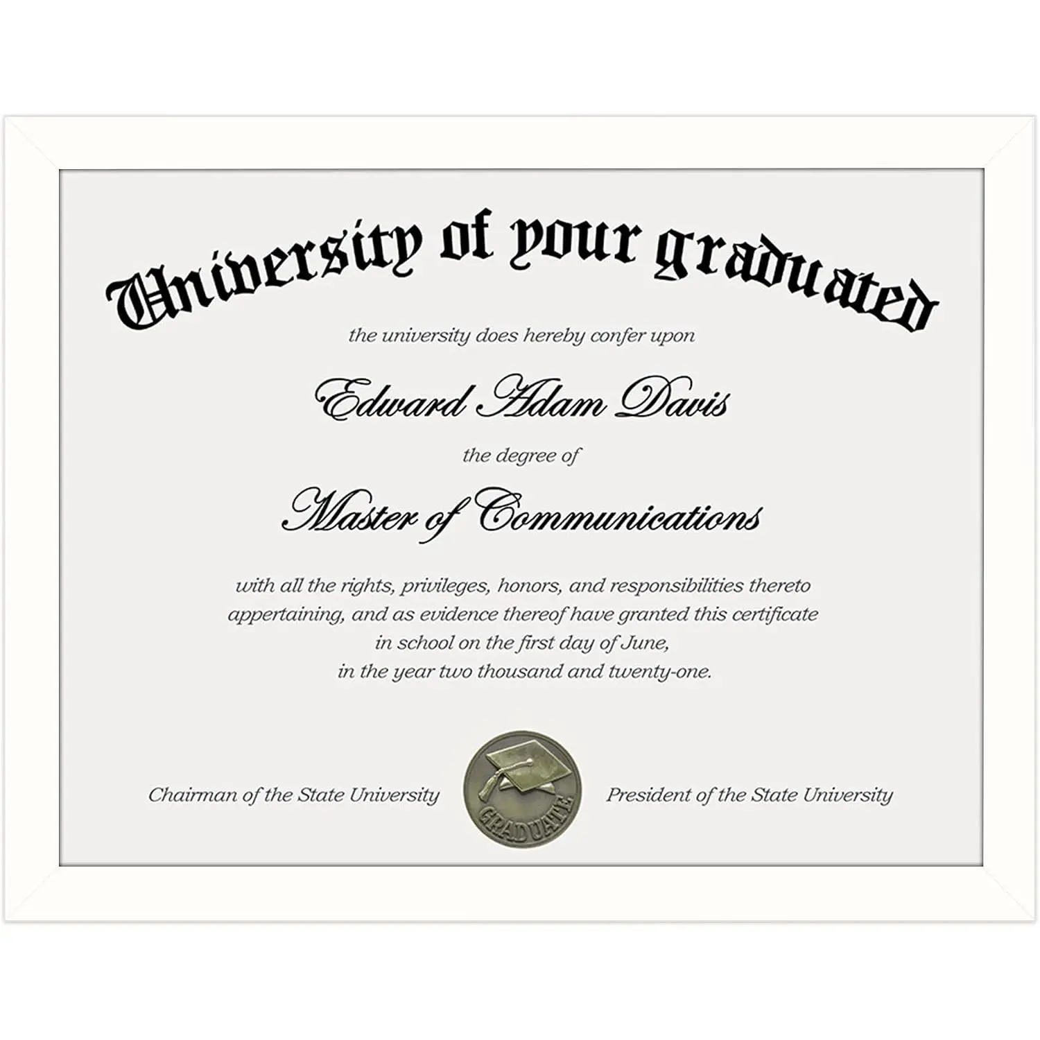Certificate Frame with Clear Plexiglass, 8.5 by 11 Picture Diploma Document  Frames for Wall and Tabletop, White,1 Pack