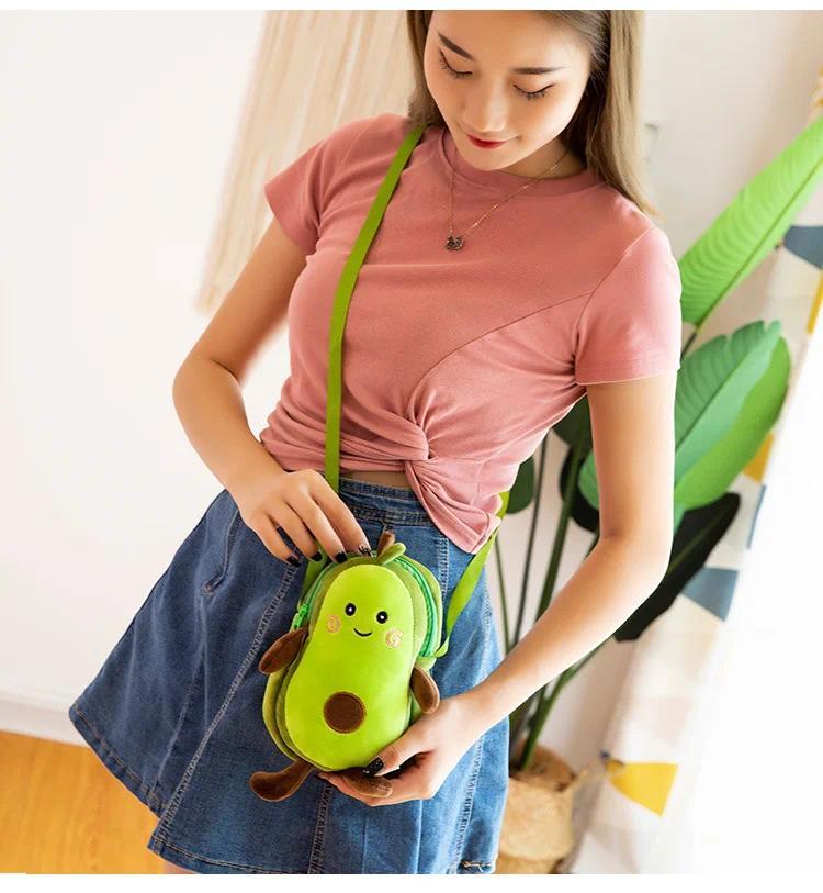 Avocado Plush Kawaii Toys Cartoon Soft Stuffed Fruits Creative New Female Mulit Style Shoulder Bag for Children Kids Gift Toys