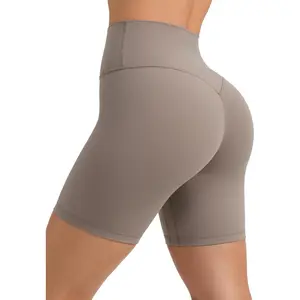 Biker Shorts 6"- No Front Seam High Waist Womens Workout Gym Booty Scrunch Butt
