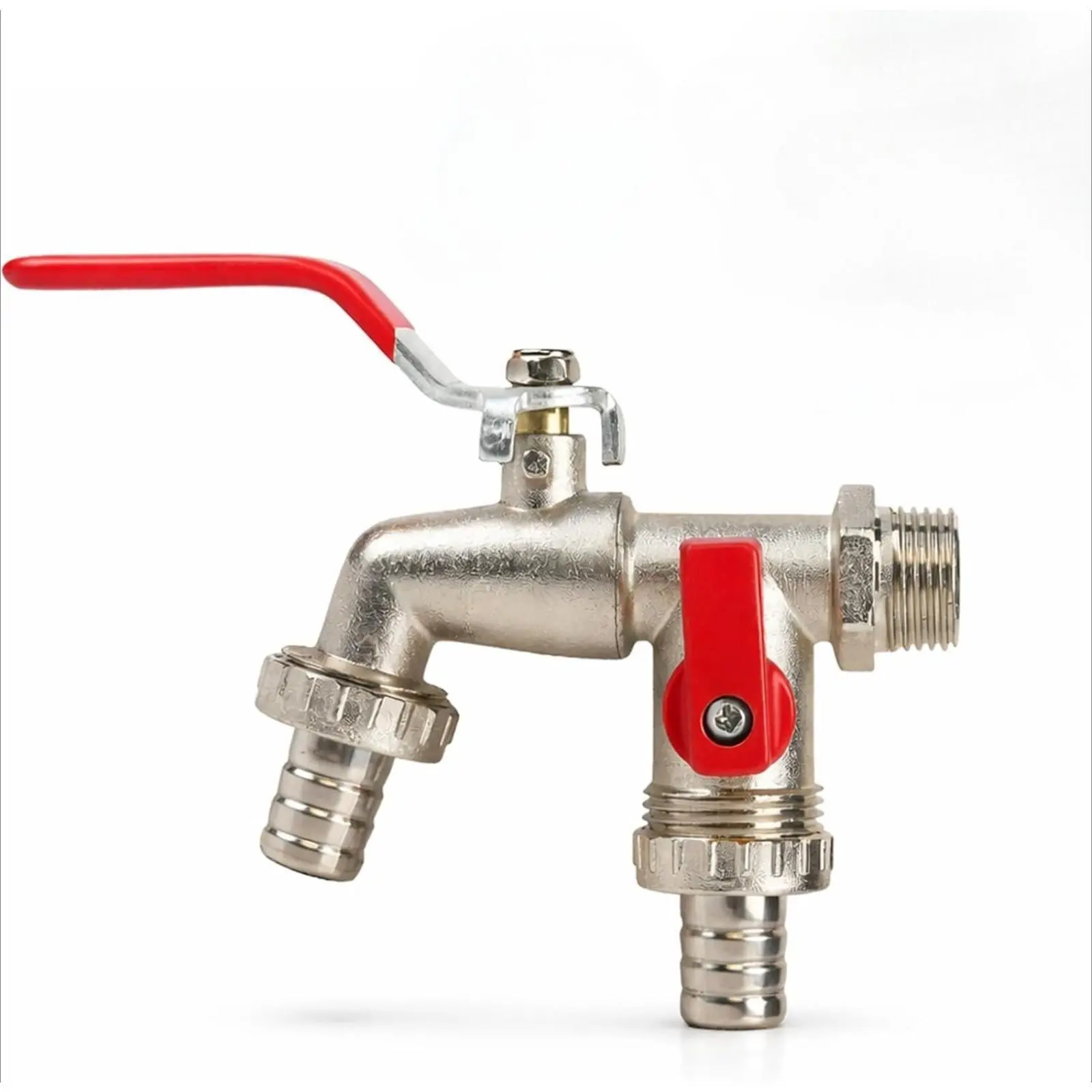 Stainless Steel Garden Hose Faucet, Double Outlet Garden Water Faucet, Universal Threaded Outdoor Faucet, Compatible with Sprayer & Hose Sprayer, Water Hose Nozzle, Durable Garden Hose Connector, Garden Hose Nozzle Heavy Duty