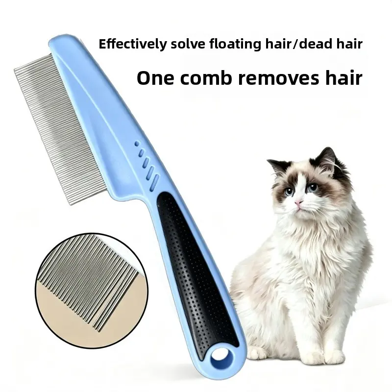 Dog & Cat Grooming Comb for All Breeds - Straight-Row Fine Steel Teeth Tool, Anti-Slip Grip, Safe Flea Grooming, Wholesale Spray Functionality