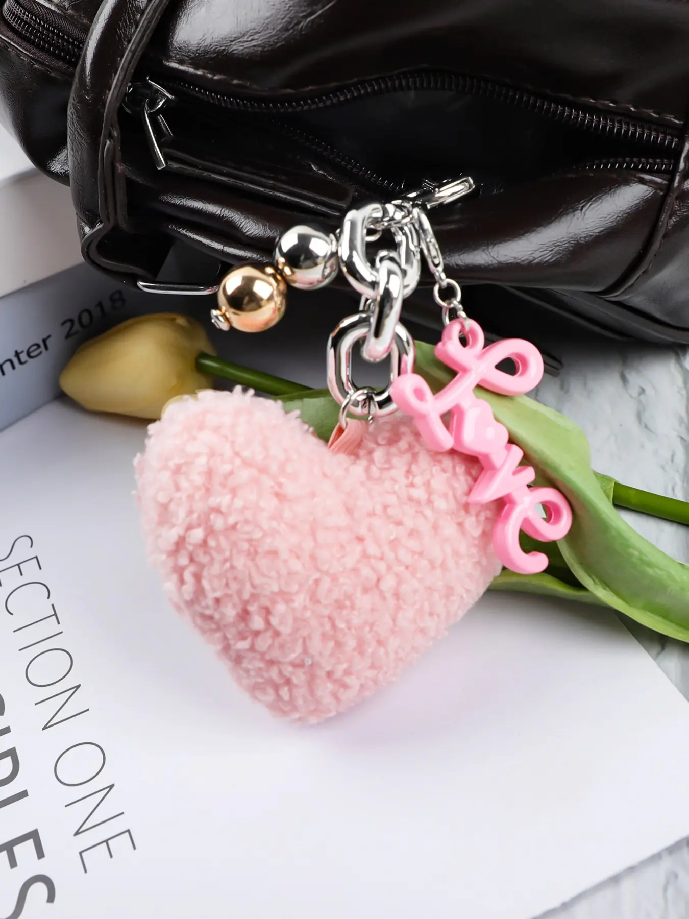 Plush Heart Love Letter Keychain, Cute Heart-Shaped Key Ring, Bag Hanging Accessory, Keychain For Bags, Car Decoration, Valentine's Day Gift for Lover, Heart Design Keychain