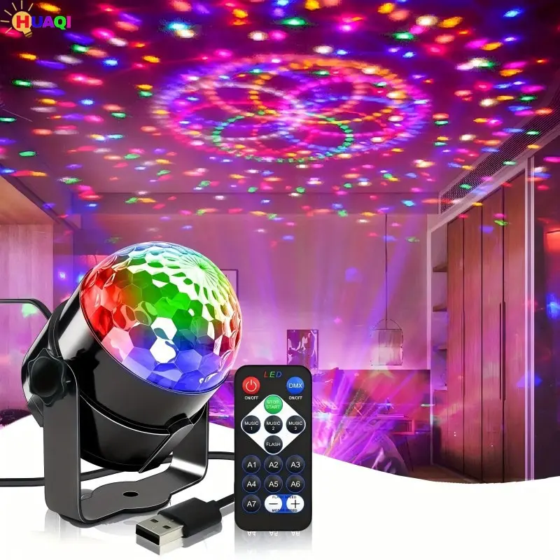 LED Stage Light RGB Disco Ball Lamp Rotating Dj Flashlight Remote Control Magic Car Party Atmosphere Light for Home Ktv Bar Christmas Halloween Birthday Dj Disco Lights Party Lighting Decoration Multicolor Led Lights Cool RGB Light