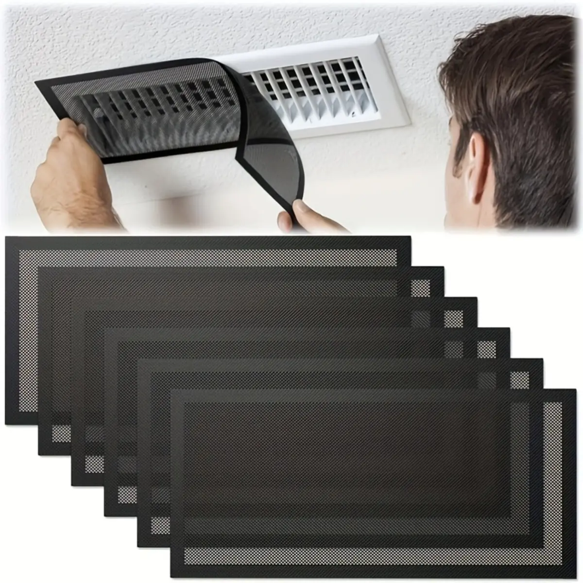 6-Piece Bulk Value Pack Magnetic Vent Covers, Cost-Effective 5.5 x 12 Inch Air Register Deflector Plates, Space-Saving Flow Control Mats Combo for Offices, Hotels & Warehouses Commercial Display Props