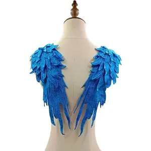 1 Pair Blue Lace Applique Wings for Dresses & Shoulder Decoration