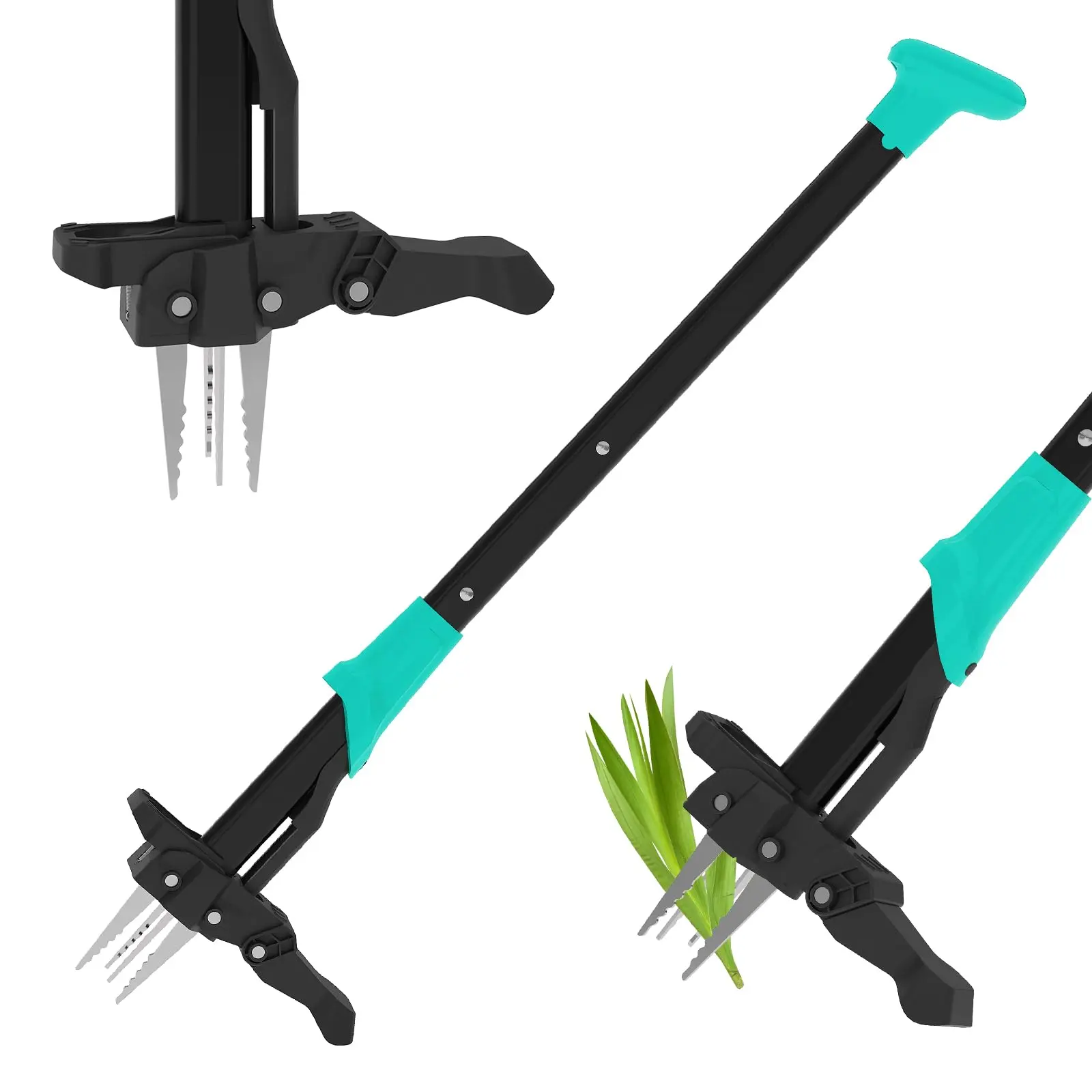 GARVEE 40" Long Handle Weed Puller Tool, 4-Claw Stand-Up Remover with Easy-Eject Mechanism, Stainless Steel, Ergonomic, Safety, Back Protection, Monitoring Garden Weeding Tool, Easy Eject Claw