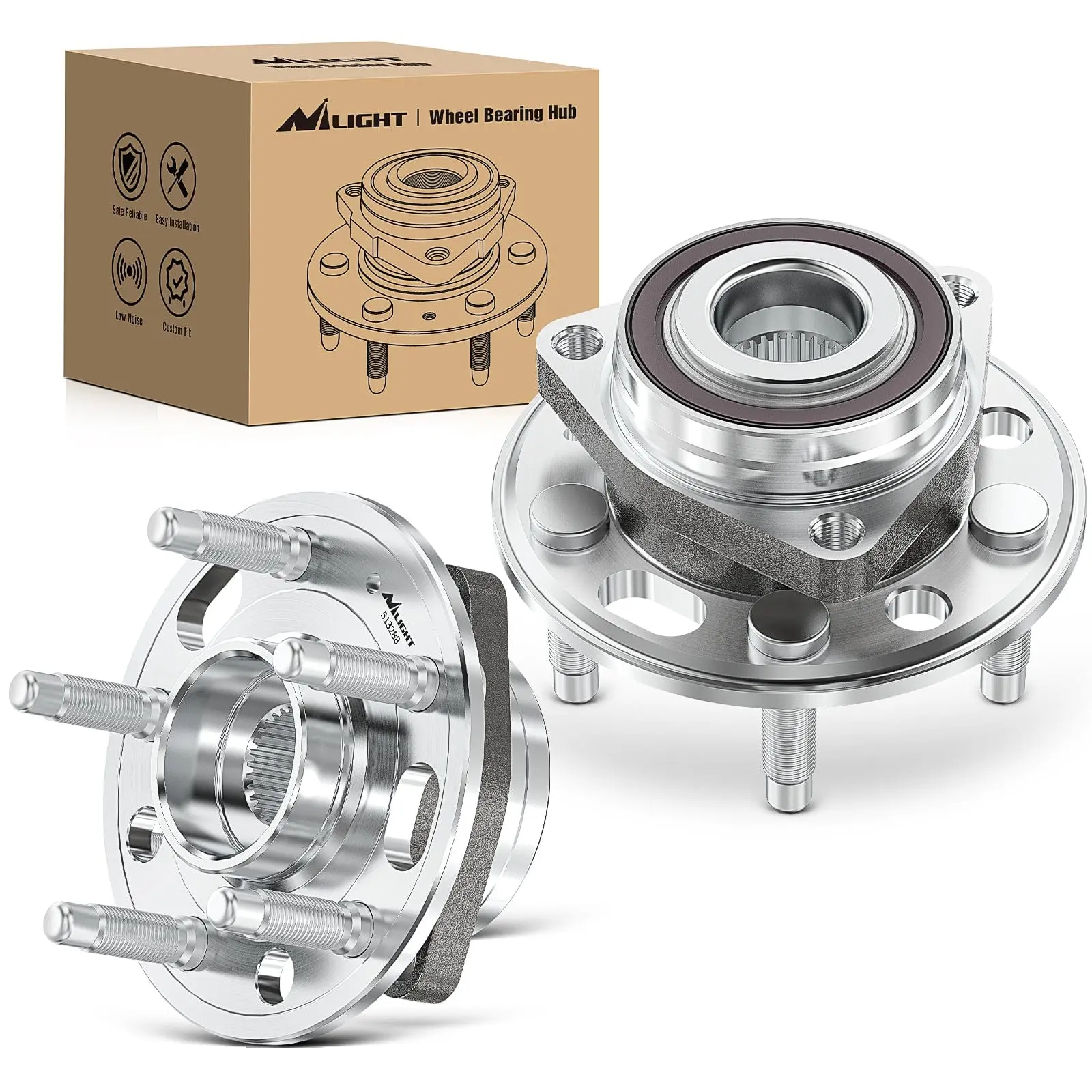 Nilight Auto Parts Wheel Hub Bearing Assembly - 5-Lug Replacement Wheel Bearings for Chevy, GMC, Cadillac, Buick Vehicles (2010-2017) | OEM 513288 Automotive Tools Parts