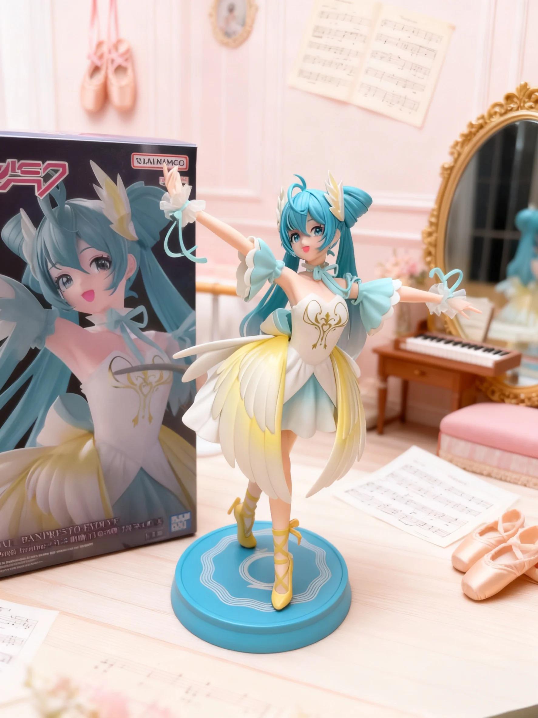 New Noble and Elegant Swan Ballet Hatsune Miku Pvc Character Model Ornament Animation Collector Statue Desktop Decoration