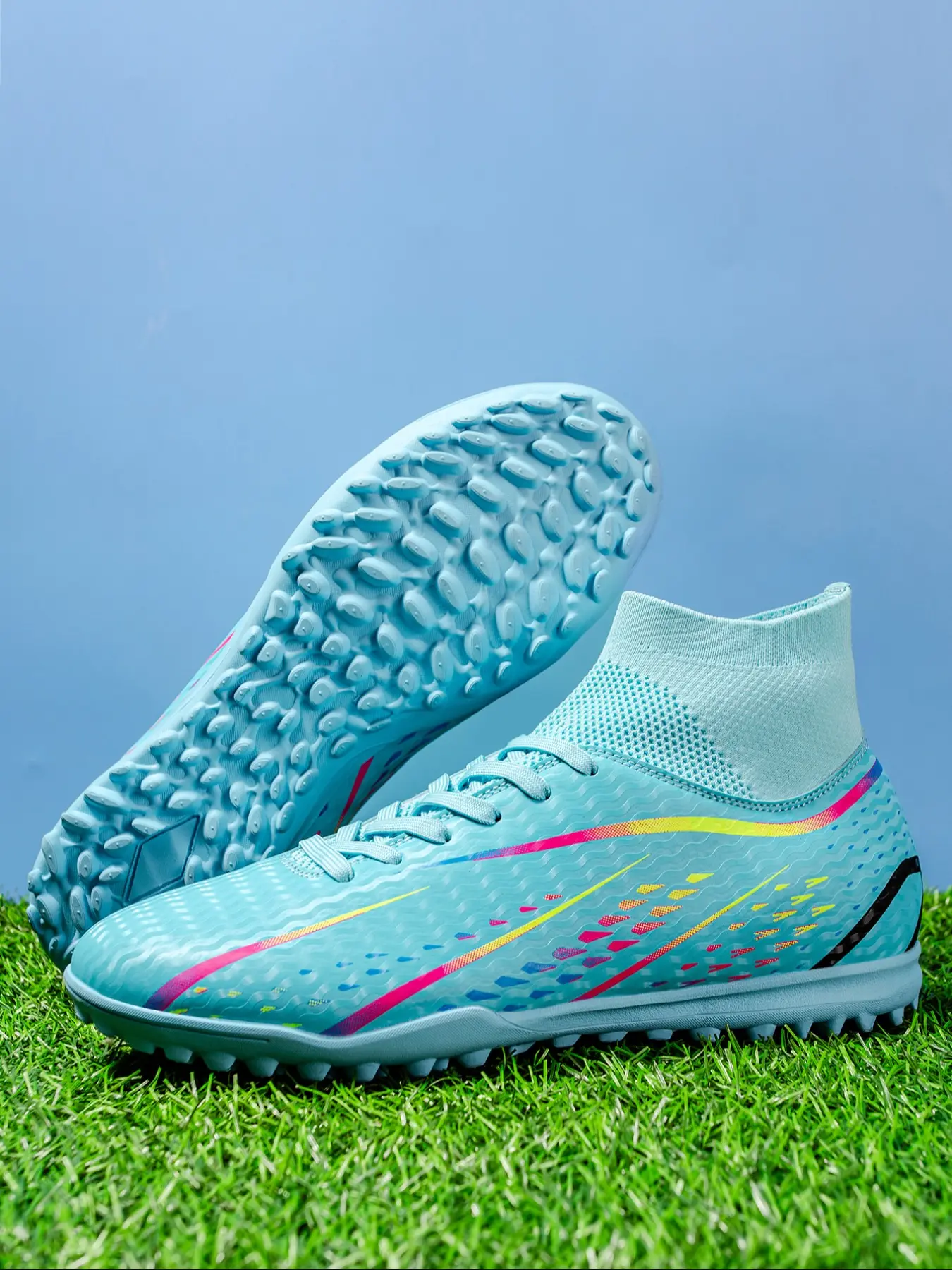 Breathable Men's Soccer Shoes, TF Studs, Outdoor Sports, Durable Anti-Slip, Superior Grip, Ankle Protection, Rubber Sole, All Seasons, Soccer Boots