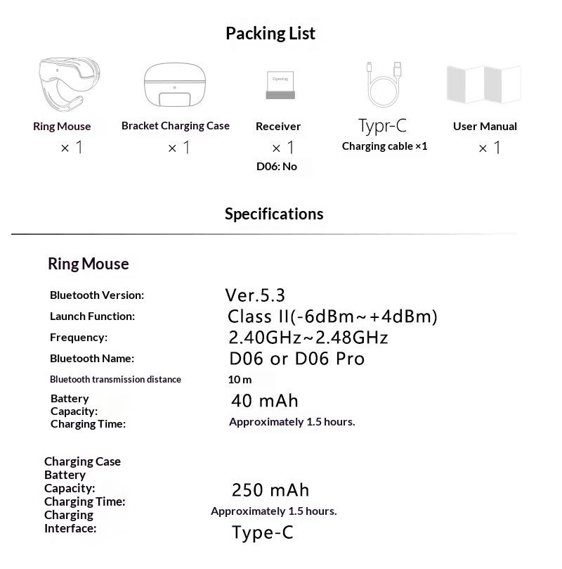 Bluetooth Ring Mouse Charging Case Multi-Function Touch Mini 2.4G Wireless Smart Remote Control Special Lazy People Computer