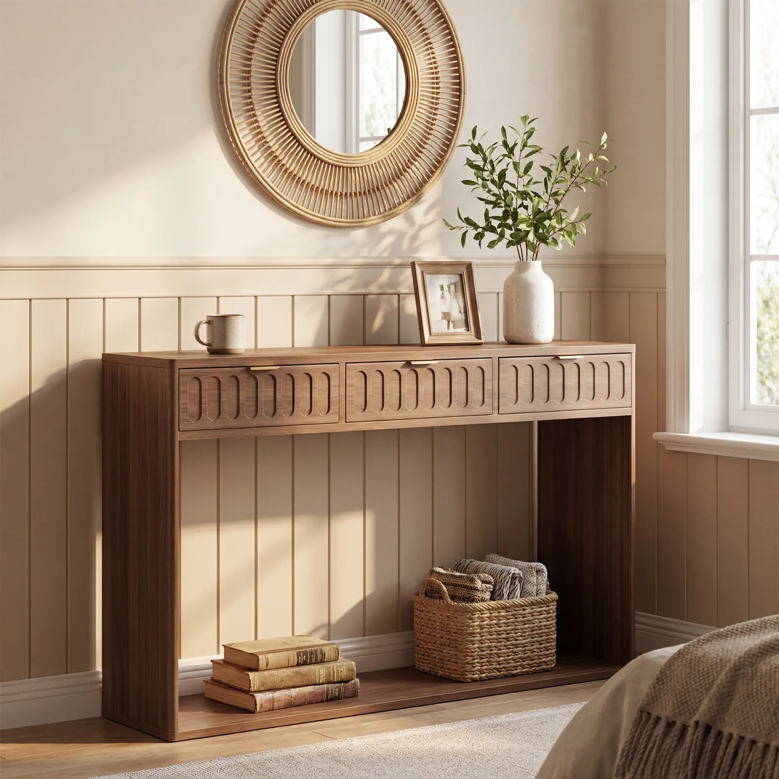 51" Entryway Table with Drawer, Rustic Narrow Console Table for Living Room, Woodoon Sofa Table for Hallway, Foyer, Behind Couch