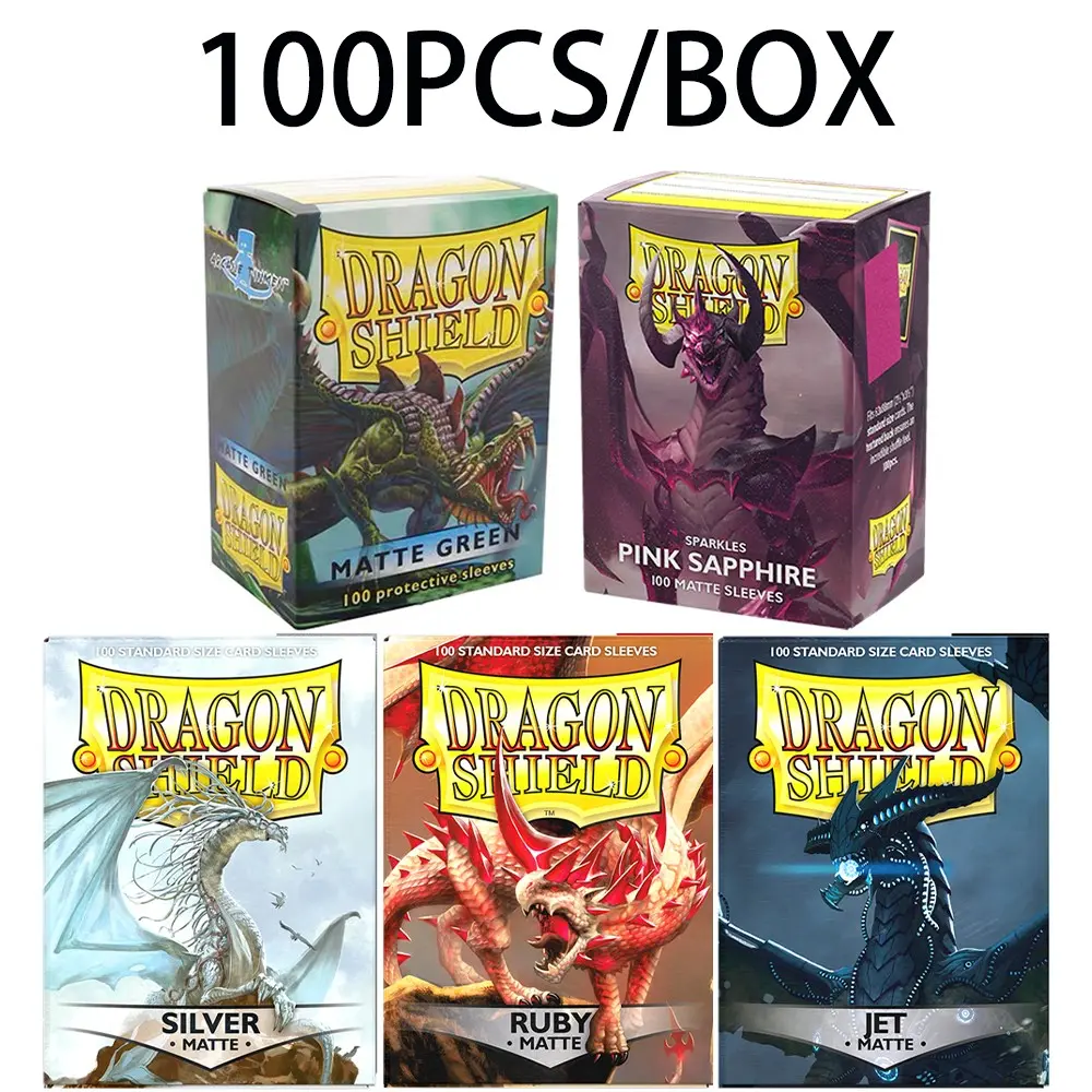100PCS/BOX Dragon Shield RUBY PINK SAPPHIRE JET SILVER Matte Trading Card Sleeves Protector for TCG/PTCG Star Card Board Games Cards