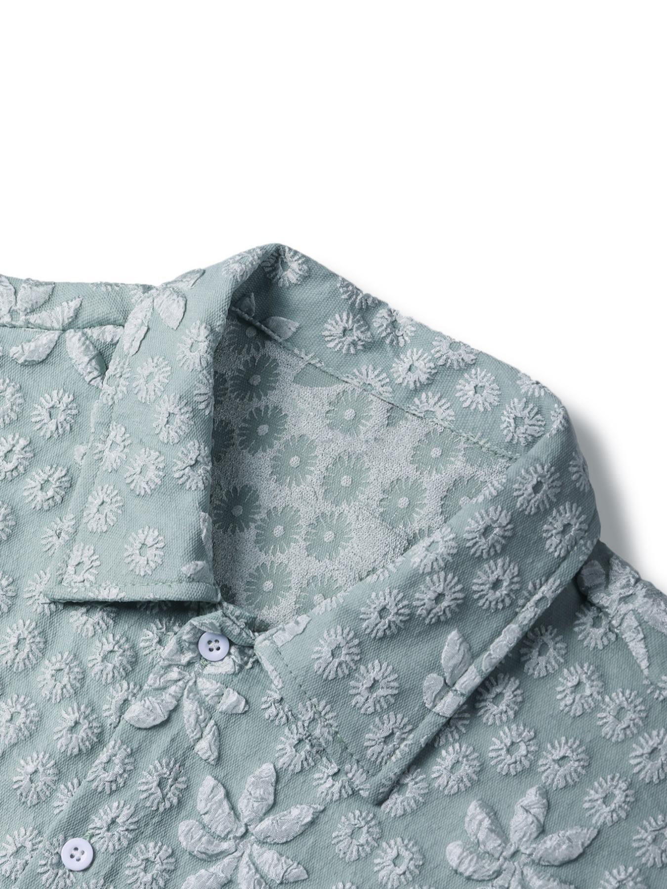 Two-Piece Set Men's Short Sleeve Shirt & Shorts Set, Regular Fit Casual Button Collared Top & Shorts, Men's Summer Outfits Set for Vacation Holiday Beach