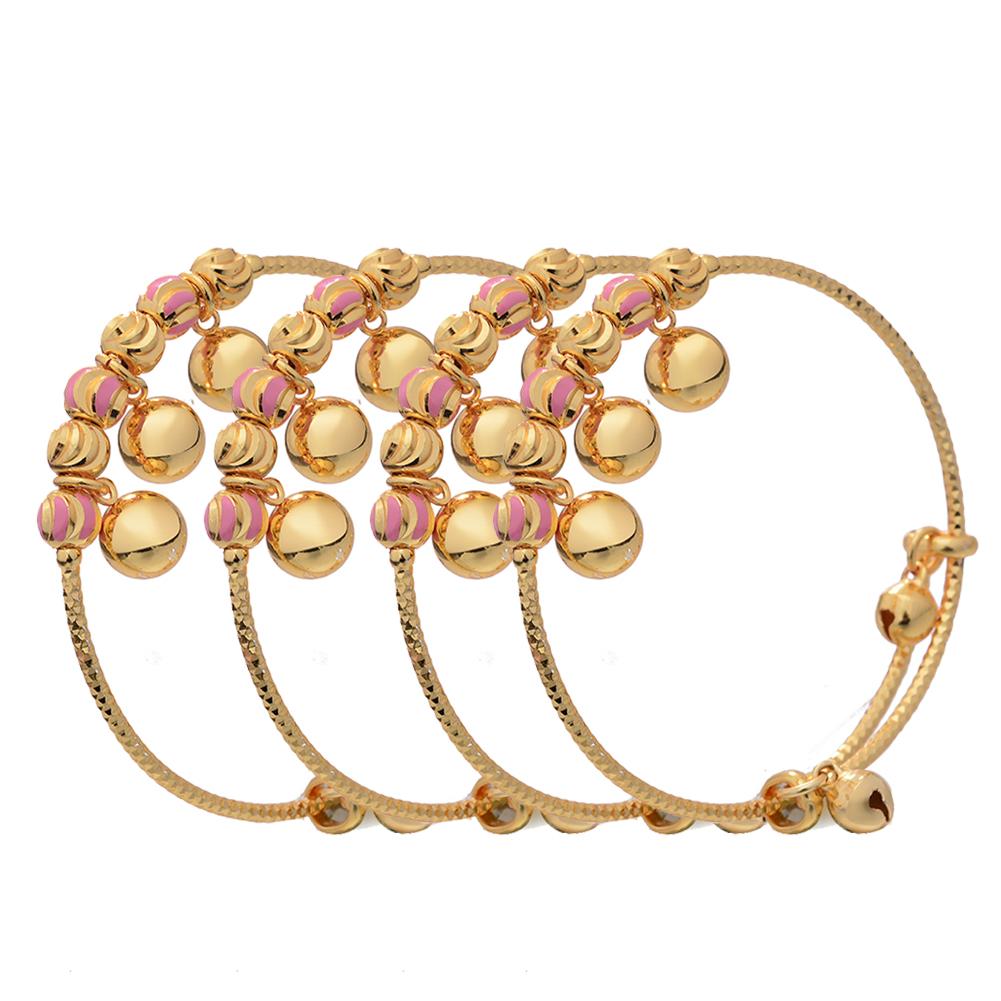 4pcs Baby Bangles Heart  Dubai Gold Color Bangles Kids Bracelet Luxury Bracelet Dubai Bangles Child Jewelry Birthday Present