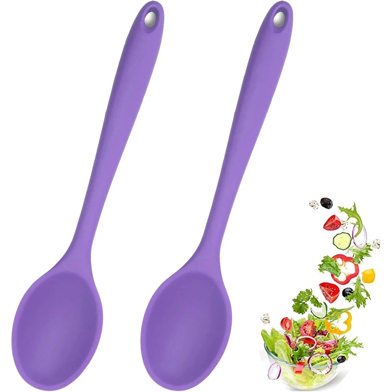 2 count  spoons for cooking heat resistant, Hygienic Design Cooking Utensi Mixing Spoons for Kitchen Cooking Baking Stirring Mixing Tools ()