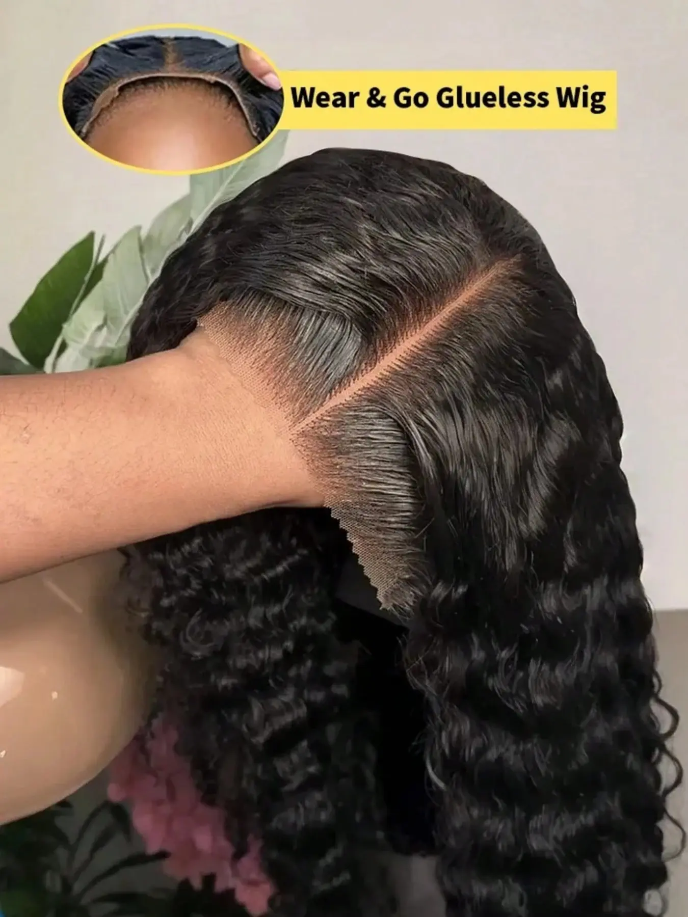 Glueless Deep Curly Wave Wig Ready To Wear 5x5 HD Lace Closure Wig Brazilian Water Wave Pre Cut Human Hair Wigs For Women