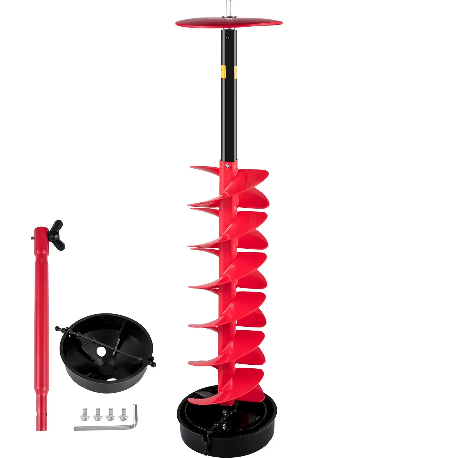 【DealsForYouDays】VEVOR Ice Drill Auger, 6 Diameter Nylon Ice Auger, 39 Length Ice Auger Bit, Auger Drill with 11.8 Extension Rod, Auger Bit with Drill Adapter, Top Plate Blade Guard for Ice Fishing Ice Burrowing