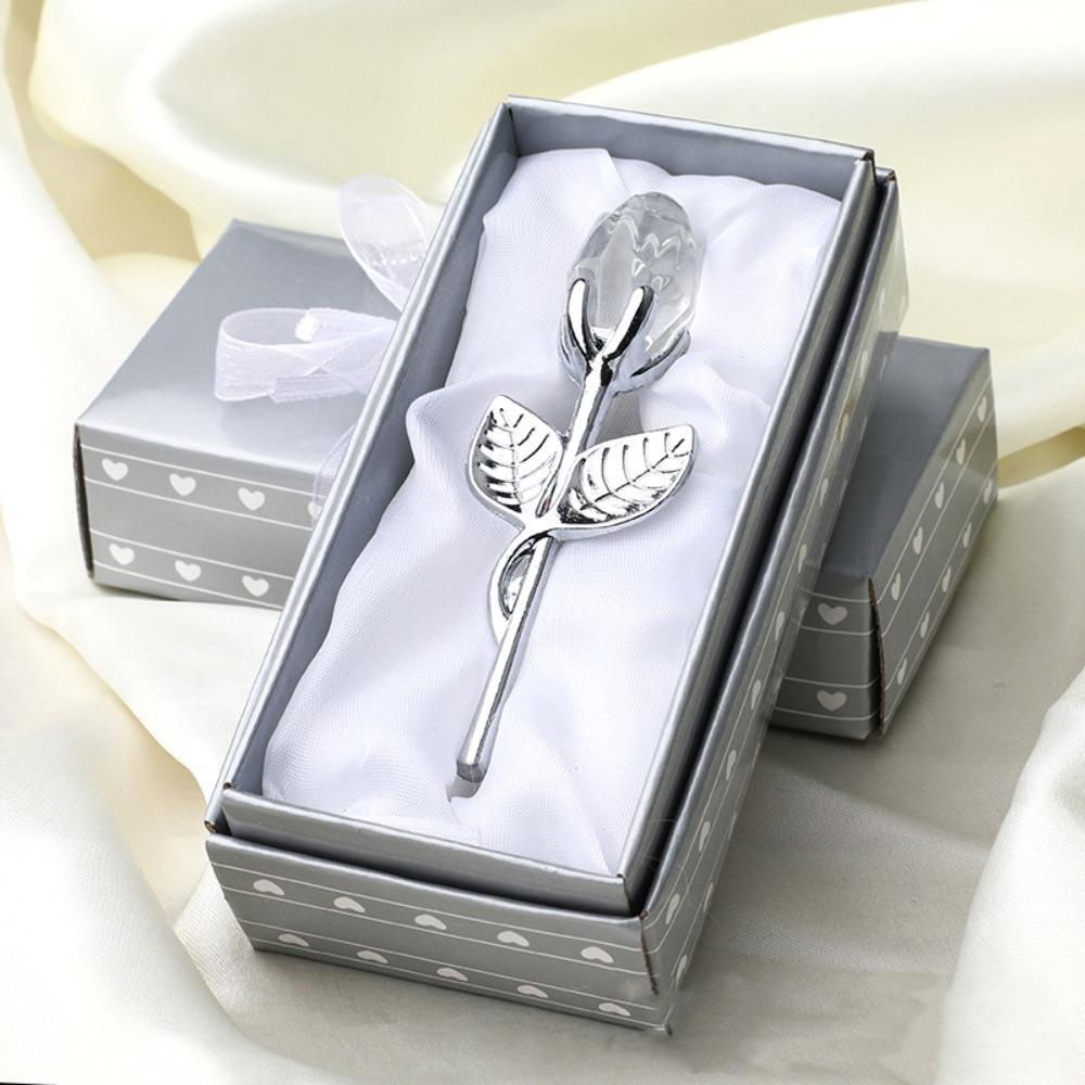 Metal Rod Acryl Rose Gift Box Set, 3pcs/set Artificial Rose Flower Gift Set, Rose Design Party Favors, Wedding Engagement Gift for Women & Men, Two Sided Gift