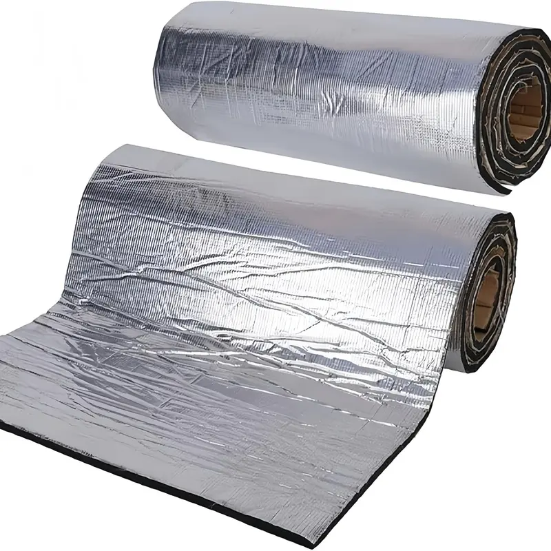 Heat Insulation And Sound Insulation Automotive Vibration Damping And Sound Insulation Pad, Thickness 10Mm, Self-Adhesive Audio Noise Reduction Sound Insulation Pad, 50X200Cm, Coated Foam Material