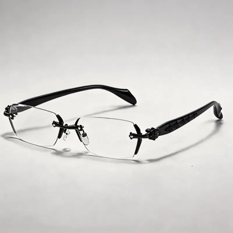 Unisex rimless business glasses featuring metal frames and photochromic lenses; suitable for daily office wear and compatible with lenses for correcting presbyopia or myopia. Frameless Frameless Eyeglass