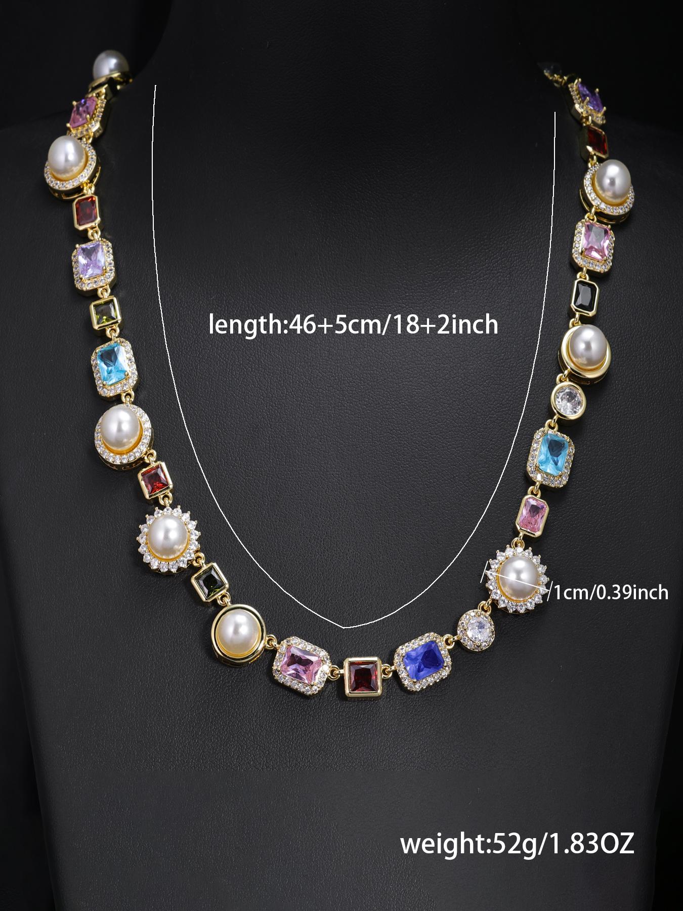 ICED CHICS Colorful hip-hop Pearl Necklace, suitable for both men and women, a dazzling jewelry accessory, the best companion for important festivals, the best choice for a partner, a gift, a present, Modern Versatile Accessories