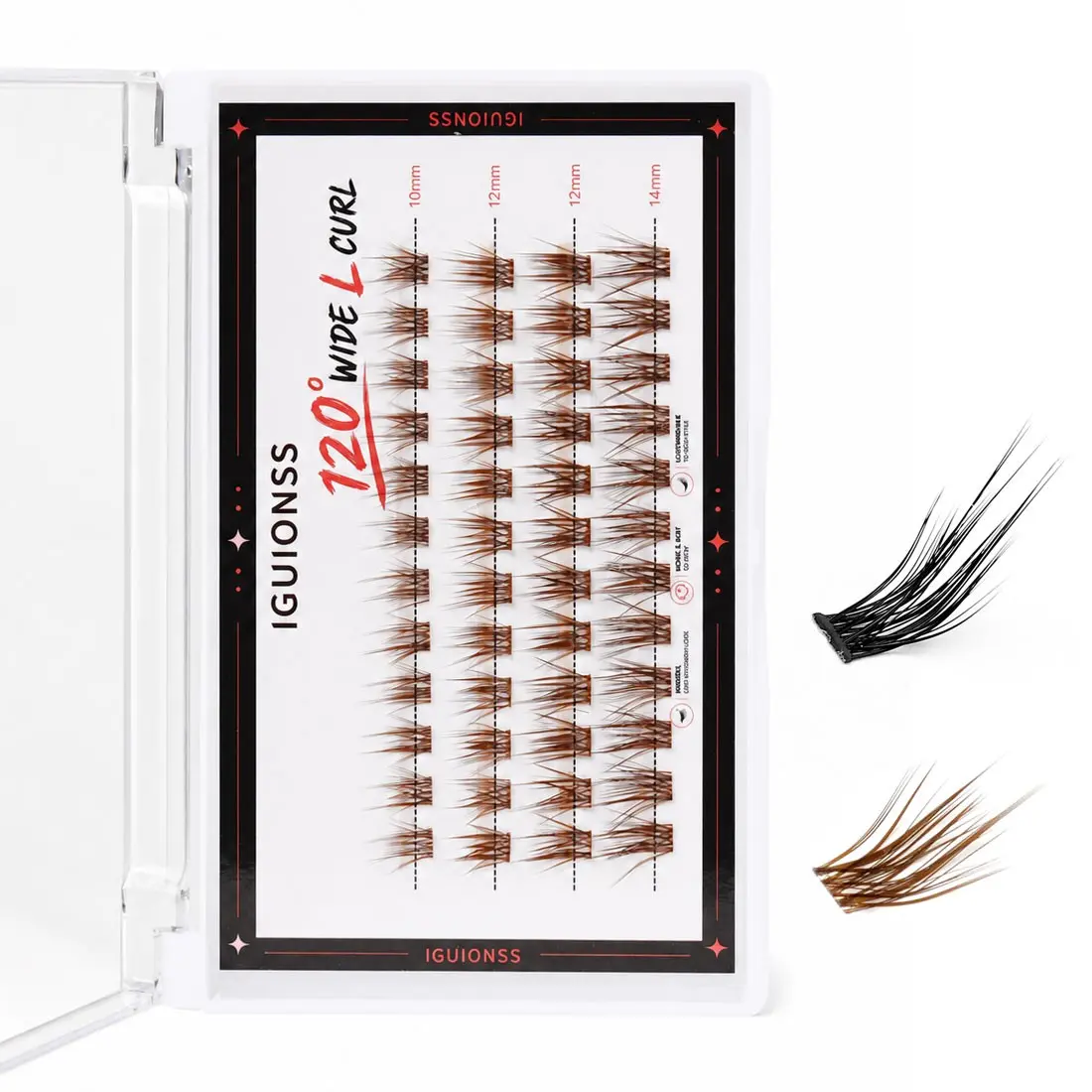 False Eyelashes 48 Pairs, Mixed Lengths 10-14mm, L-Curve DIY False Eyelashes, Home Use, Ig2350, Iguionss Brand